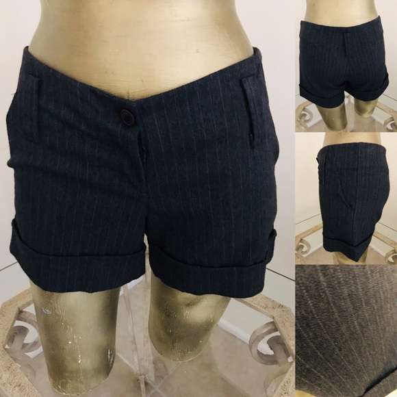PAPAYA Chic Vintage Y2K Charcoal Gray PINSTRIPED Dress SHORTS Size Small - Picture 6 of 11